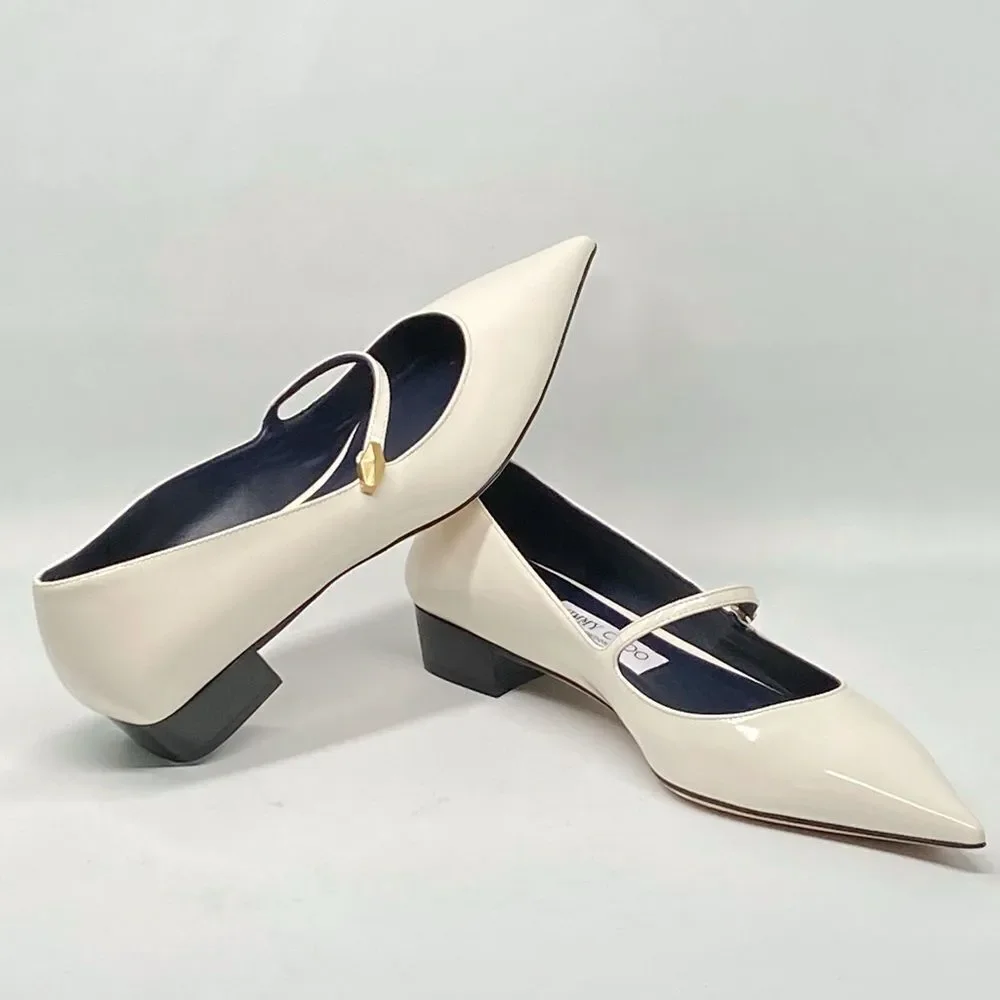 Jimmy Choo Carolyn Leather Mary Jane Flats size 38.5